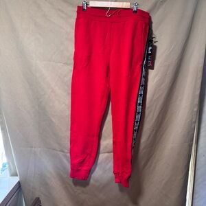 K.R.E.A.M Sweat Pants Women's Large Red Drawstring Pockets Stretch Waist